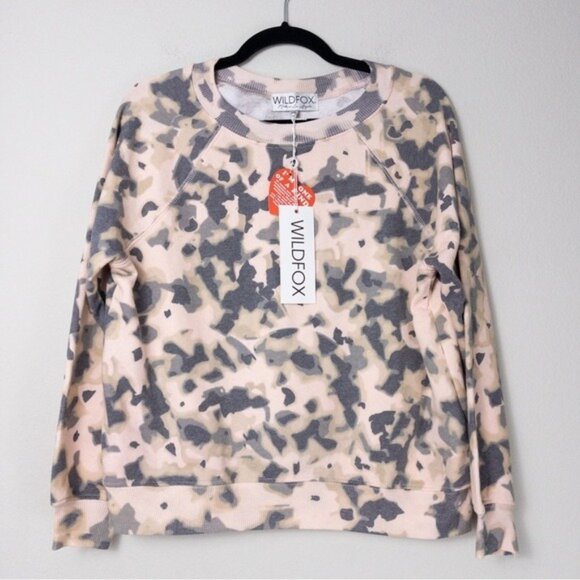 NWT Wildfox Sommers Crewneck Pullover Sweatshirt XS Tortoise Shell Camo Terry - Picture 4 of 8